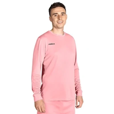 Image of FORZA Men’s Long Sleeve Football Shirt Breathable Quick Dry Fabric, Available in Sizes XS to XXL and Multiple Colours, Ideal for Training &amp; Match Play (UK, Alpha, XL, Regular, Pink)