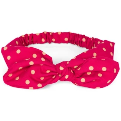 Image of styleBREAKER women hairband with polka dots pattern, flexible bow and elastic, hairband, headband, pin up, rockabilly 04026036, Colour:Red Beige