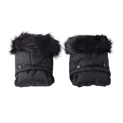 Image of Clair de Lune Universal Pushchair/Pram Faux Fur Mittens, Black