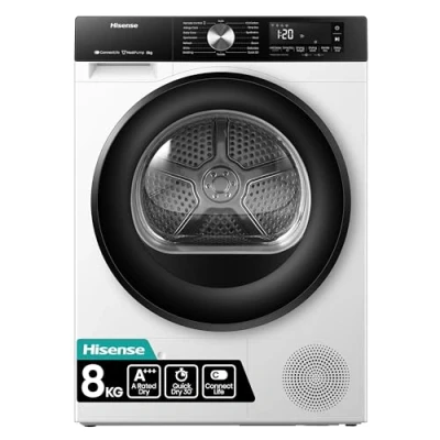 Image of Hisense 3S Series DH3S802BW3 Wifi Connected 8Kg Heat Pump Tumble Dryer White A+++ Rated