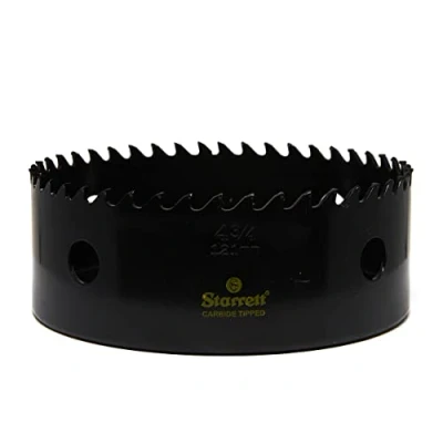 Image of Starrett Tungsten Carbide Tipped Hole Saw CT434 Deep Cut Holesaw Cutter For Wood Suspended Flooring Reinforced Concrete &amp; Fibreglass 121MM