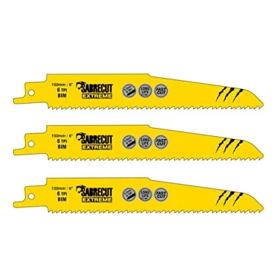 Image of 3 x SabreCut SCRS610DF_3 150mm 6 TPI S610DF Fast Wood and Metal Cutting Reciprocating Sabre Saw Blades Compatible with Bosch Dewalt Makita Many Others
