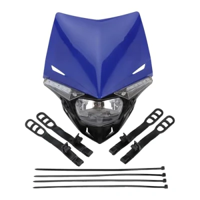 Image of GOOFIT Blue H4 12V 35W Headlight 2 Indicators lights Motocross Approved Cover Halogen Indicator Fairing Replacement For Bicycle Cafe Racer ATV Dirt Bike