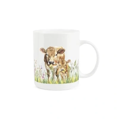Image of Purely Home Jersey Cow &amp; Calf Mug Countryside Farm Animals Gift/Present Tea/Coffee Hot Drinks Bone China Cup Drinkware