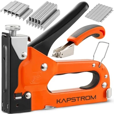 Image of KapStrom Premium 5 in 1 Staple Gun Set, Heavy Duty Hand Stapler w/Precision Remover &amp; 1500 Staples, Tacker w/Power Adjustment for Constructions, Woodworking, Upholstery Crafts