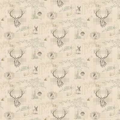 Image of MyTinyWorld Pack of 5 Dolls House Beige And Green Highland Animal Wallpaper Sheets