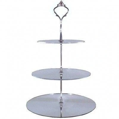Image of Three Tier Round Cake Stand, Silver Mirror Standard