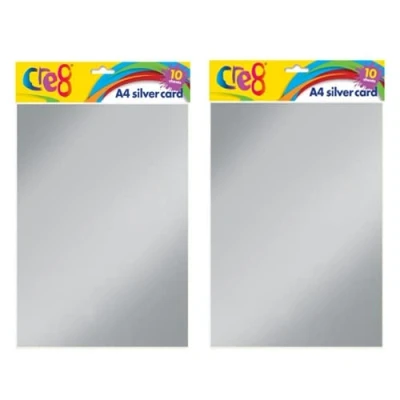 Image of A4 Silver Card, Pack of 20 Sheets