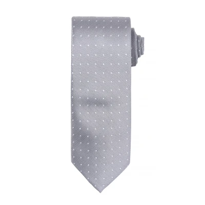 Image of Premier Mens Double Stripe Pattern Formal Business Tie (Silver/Dark Grey) One Size