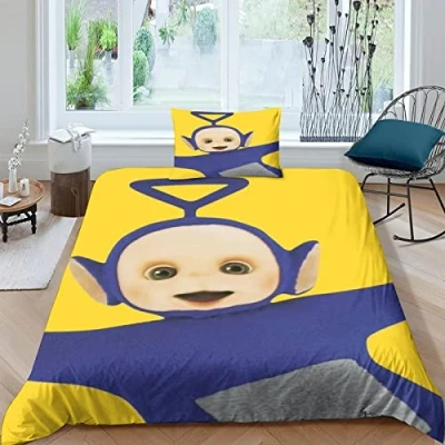 Image of BYTUGI Teletubbies Duvet Cover Set 3D Printed Quilt Soft Microfiber Bedding with Zipper Closure for Children And Adults Single（135x200cm）