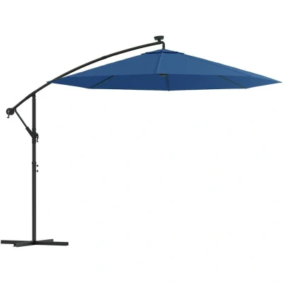 Image of vidaXL Cantilever Garden Parasol with LED Lights and Steel Pole 300 cm Azure