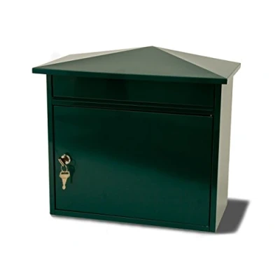 Image of Burg Wachter MB15G Mersey Large Wall Mounted Galvanised Steel Post Box , Green 390mm x 347mm 206mm