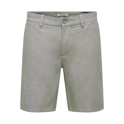 Image of ONLY &amp; SONS Men&#039;s ONSMARK 0011 Cotton Linen Shorts NOOS Chino, Castor Gray, M