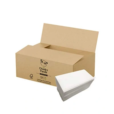 Image of The Cheeky Panda Bamboo V Fold Paper Towels 3200 Sheets (20 Packs of 160) 2 Ply Hand for Dispensers