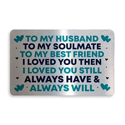 Image of Red Ocean Novelty Metal Wallet Insert Card for Husband Valentines Day Gifts Him