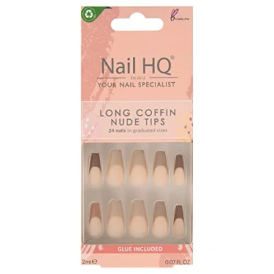 Image of NAIL HQ Long Coffin Nude Tips Nails