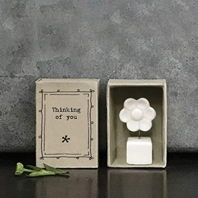 Image of East of India MINI Matchbox Thinking you Porcelain Keepsake Gift Small for a loved one Letterbox