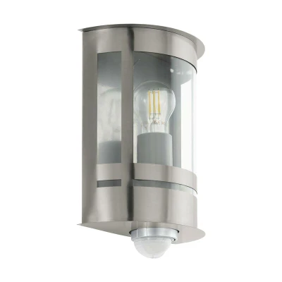 Image of Eglo Lighting Tribano 1 Light Outdoor Flush Wall Lantern with Pir Motion + Dawn/Dusk Sensor Stainless Steel IP44, E27