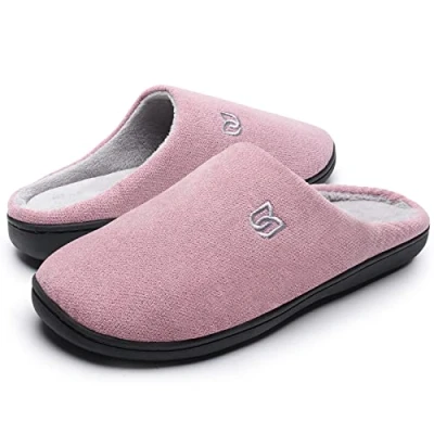 Image of Ladies&#039; Slippers Winter Warm Memory Foam House Shoes with Anti Skid Rubber Sole Indoor/Outdoor for Women And Men (Soft pink, 3/4UK)