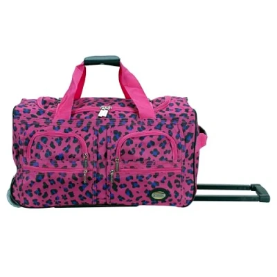 Image of Rockland Rolling Duffel Bag, Magenta Leopard
