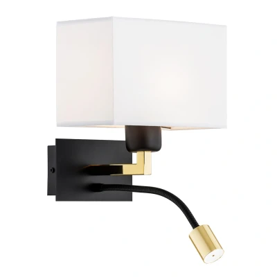 Image of Bill Reading Wall Light White, Black Matt, Brass Elements 3000K