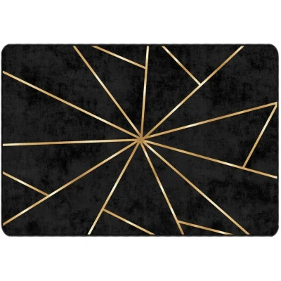Image of vidaXL Rug Washable Black and Gold 160x230 cm Anti Slip