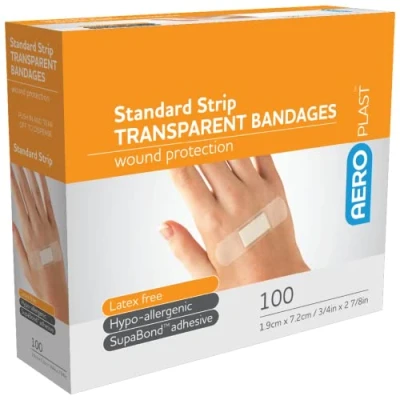 Image of Aeroplast Transparent Plasters, 72mm x 19mm (100 per box)