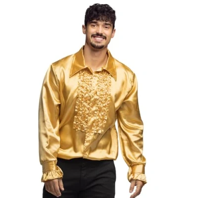 Image of Men&#039;s Ruffle Party Shirt GOLD X LARGE EU54 56