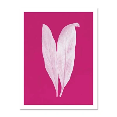 Image of Wee Blue Coo Bright Coloured Leaf Pink Large White Framed Art Print Wall Poster 18x24 inch