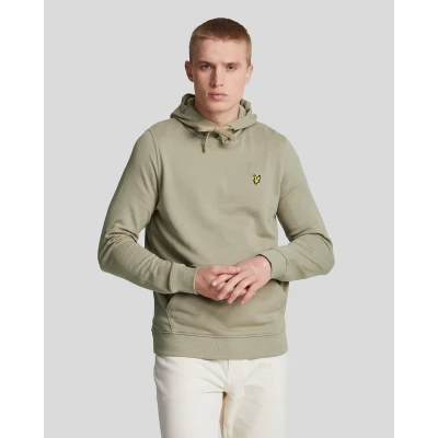 Image of Lyle &amp; Scott Mens Pullover Hoodie in Green Cotton Size Medium