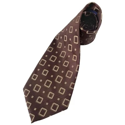 Image of Men&#039;s Extra Wide 5 Inch Kipper Neck Tie (Brown Retro Square Print)