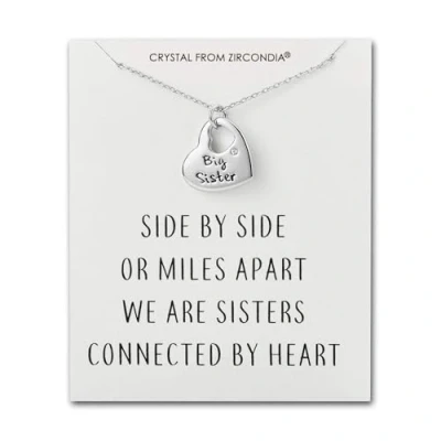 Image of Philip Jones Big Sister Heart Necklace with Quote Card Created Zircondia® Crystals