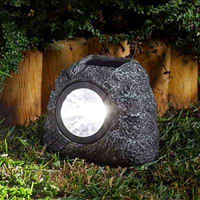 Image of Garden Mile Solar Powered Super Bright Rock Effect Outdoor spotlights Pathway Lighting Lights Border Patio decking Driveway Waterproof (1)