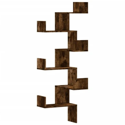 Image of vidaXL Wall Corner Shelf Smoked Oak 45x45x147 cm Engineered Wood