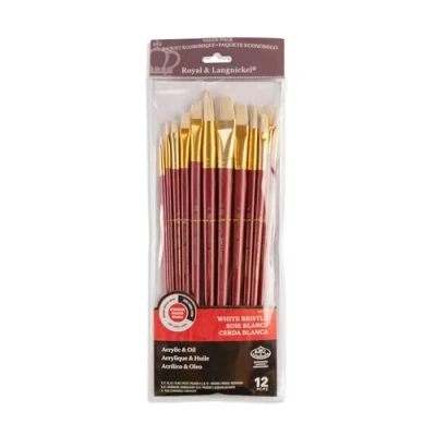 Image of Royal and Langnickel RSET 9320 Bristle Long Handle Variety Brush Set Firm White (Pack of 12)