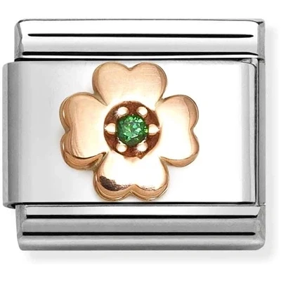 Image of Nomination Rose Gold Green Four Leaf Clover