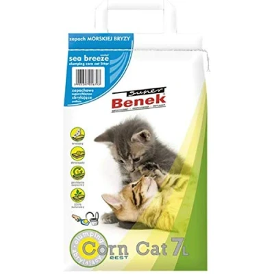 Image of Super Benek Incredibly Efficient Odour Neutralisation Corn Cat Sea Breeze Clumping Litter 3 x 7 Litres