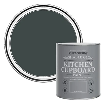 Image of Rust Oleum Black Kitchen Cupboard Paint in Gloss Finish Sand 750ml