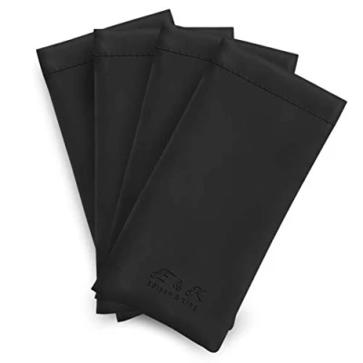 Image of Edison &amp; King 4 Pcs Faux Leather Glasses Cases with Snap Closure (Black)