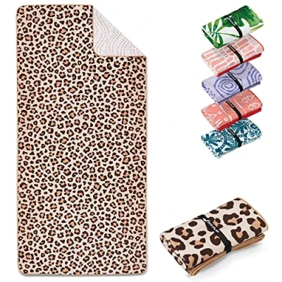 Image of Fit Flip microfibre beach towel large lightweight, compact and super absorbent sand free quick dry towel, 100% recycled travel Leo 200x90cm