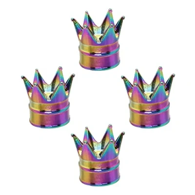 Image of SENZEAL 4Pcs Dust Caps for Car Tyres Crown Tyre Valve Universal Aluminum Alloy Stem Cars Bikes Trucks Motorcycle (Colorful)