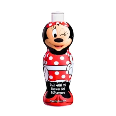 Image of Disney Minnie Mouse 2 in 1 Shower Gel &amp; Shampoo for Kids Adults Vegan, 90% Natural Ingredients, Pleasant Scent, Paraben Free, Hydrating Gentle Hair Body Wash children Ages 3+, 400ml