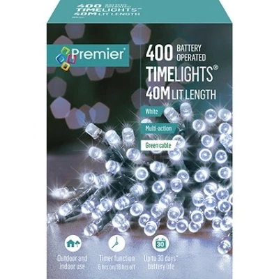 Image of Premier Decorations 400 LED Multi Action Battery TimeLights, White