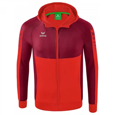 Image of Erima Men&#039;s Six Wings Training Jacket with Hood, Red/Bordeaux, 3XL