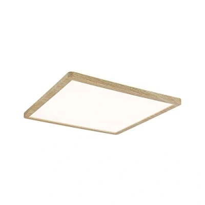 Image of Paulmann Atria Shine 71030 LED Panel Ceiling Light with Backlight Square IP44 16 W 1600 lm 293 x mm Wood Effect Plastic 3000 K Warm White Bathroom
