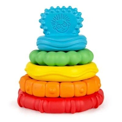 Image of Baby Einstein Stack &amp; Teethe Multi Textured Easy to Grasp 5 Piece Teether Toy Set, Ages 3 Months +