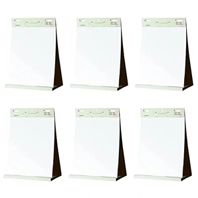 Image of KAV Tabletop Self Stick Flipchart Paper Pad with Plain Perforated 20 Sheets for Office, Presentation, Restaurant, School Home, and Kitchen Notes 70 gr/m² Paper, 58.5 x 50cm (Pack of 6)
