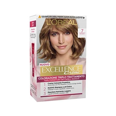 Image of L’Oréal Excellence Crème Hair Colouring, Dye, 7 Blonde, Pack of 3