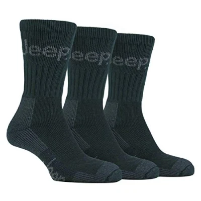 Image of 3 Pairs Mens Jeep Terrain Walking Socks Size 6 11 Uk 39 45 Eur (Forest Green)