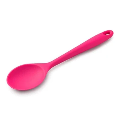 Image of Zeal Silicone Non Stick Kitchen Cooking Spoon, Heat Resistant Perfect for Stirring, Serving, Scooping, Baking and Mixing, 28cm, Neon Pink